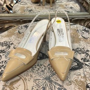 NEW Ferragamo Leather Slingback Heels
